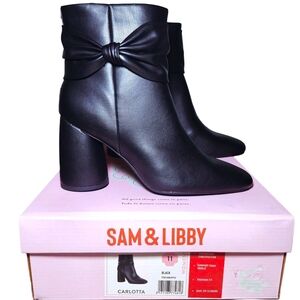 NEW Sam & Libby Carlotta Leather Booties Size 11 Chunky Low Heel